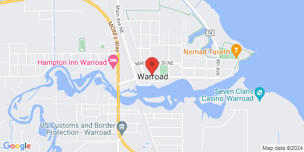 NEXUS interview location map for Warroad Enrollment Center (RRT)